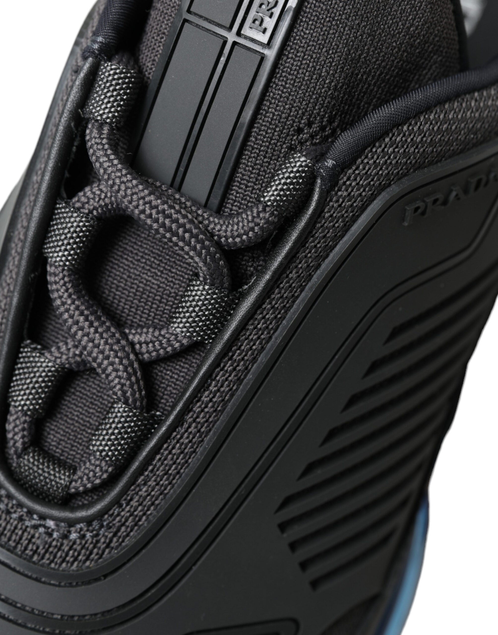 Prada Schwarz Blau Rubber Knit Slip On Low Top Sneakers Schuhe