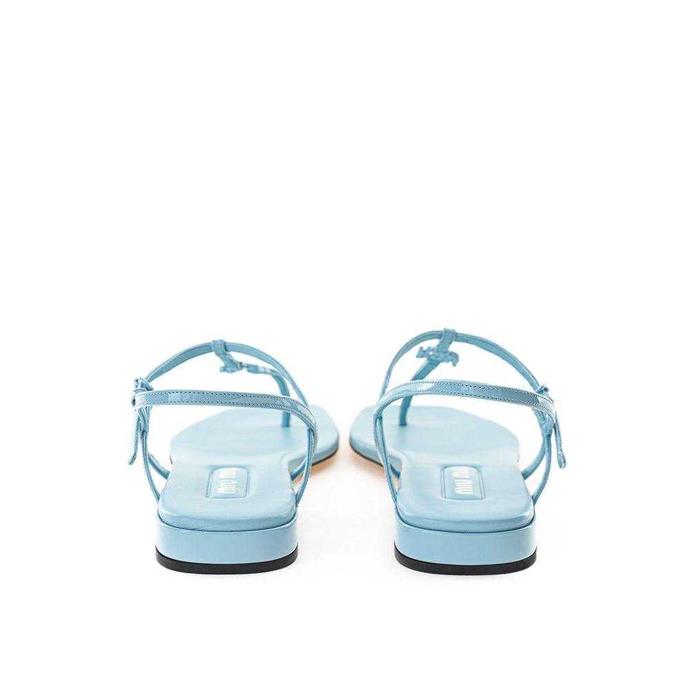 Miu Miu Blaue Lackleder Flip-Flop-Sandale
