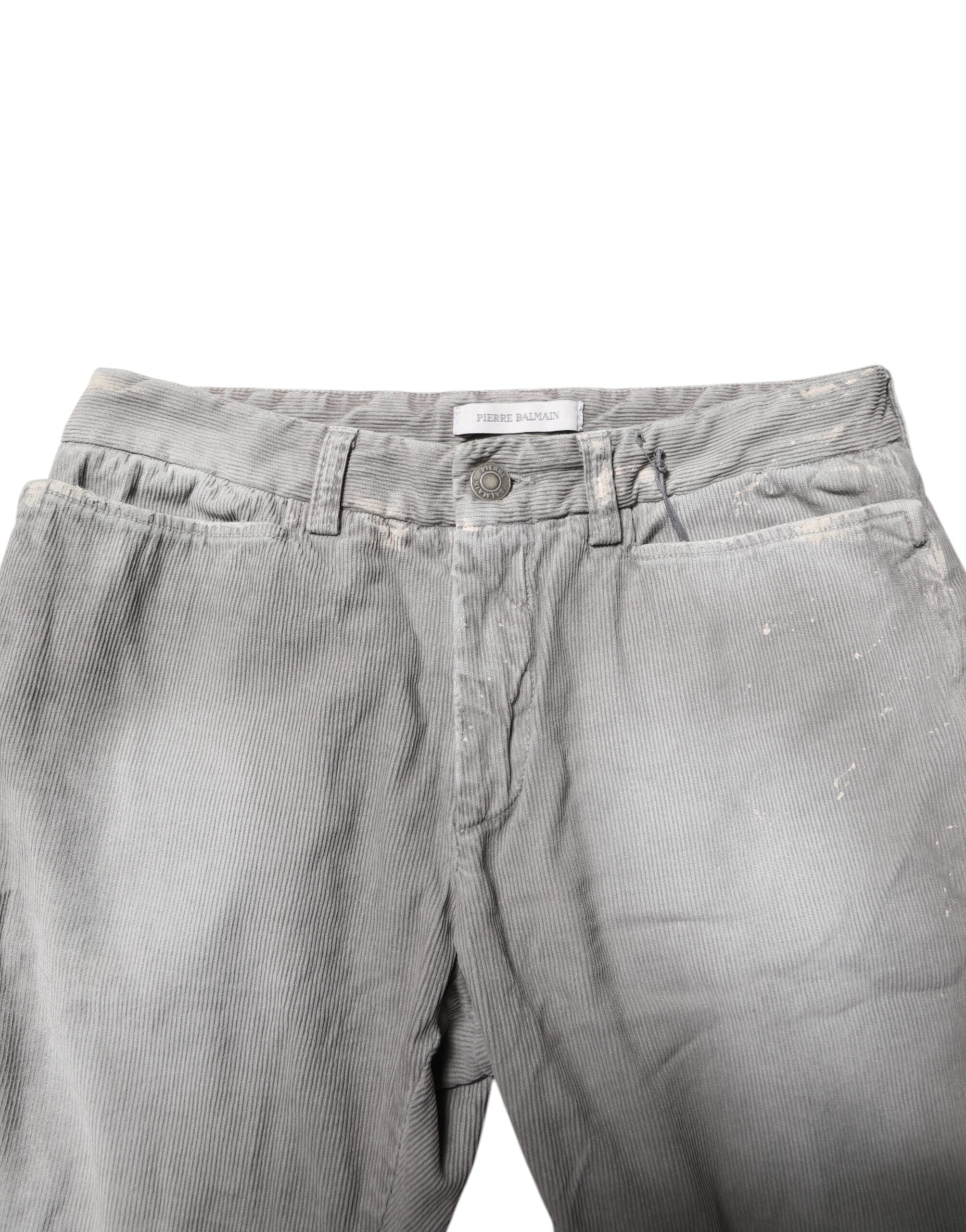 Balmain Hellgraue gewaschene Skinny Fit Herren Denim Jeans