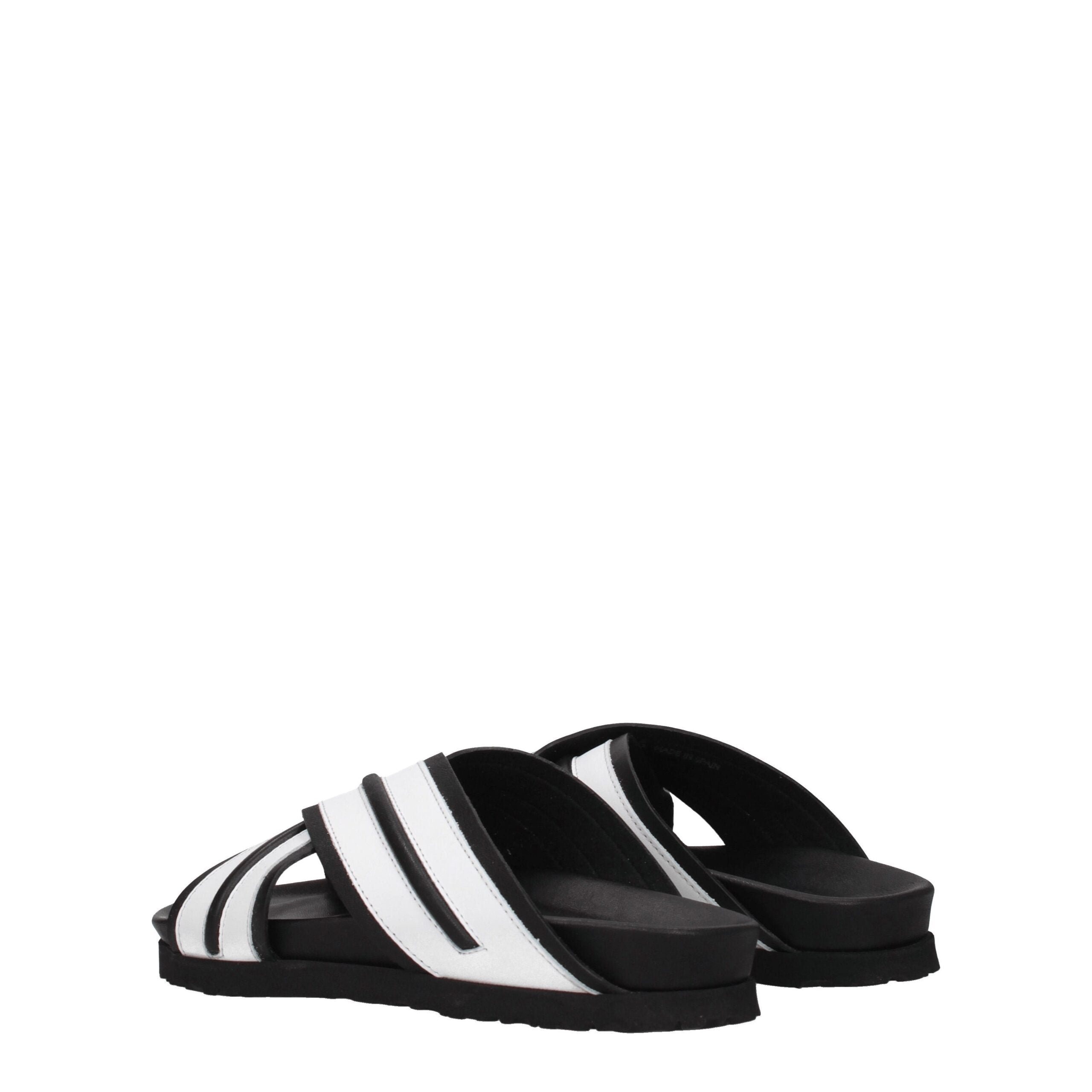 Palm Angels Weiße Lederpantoffeln Sandalen