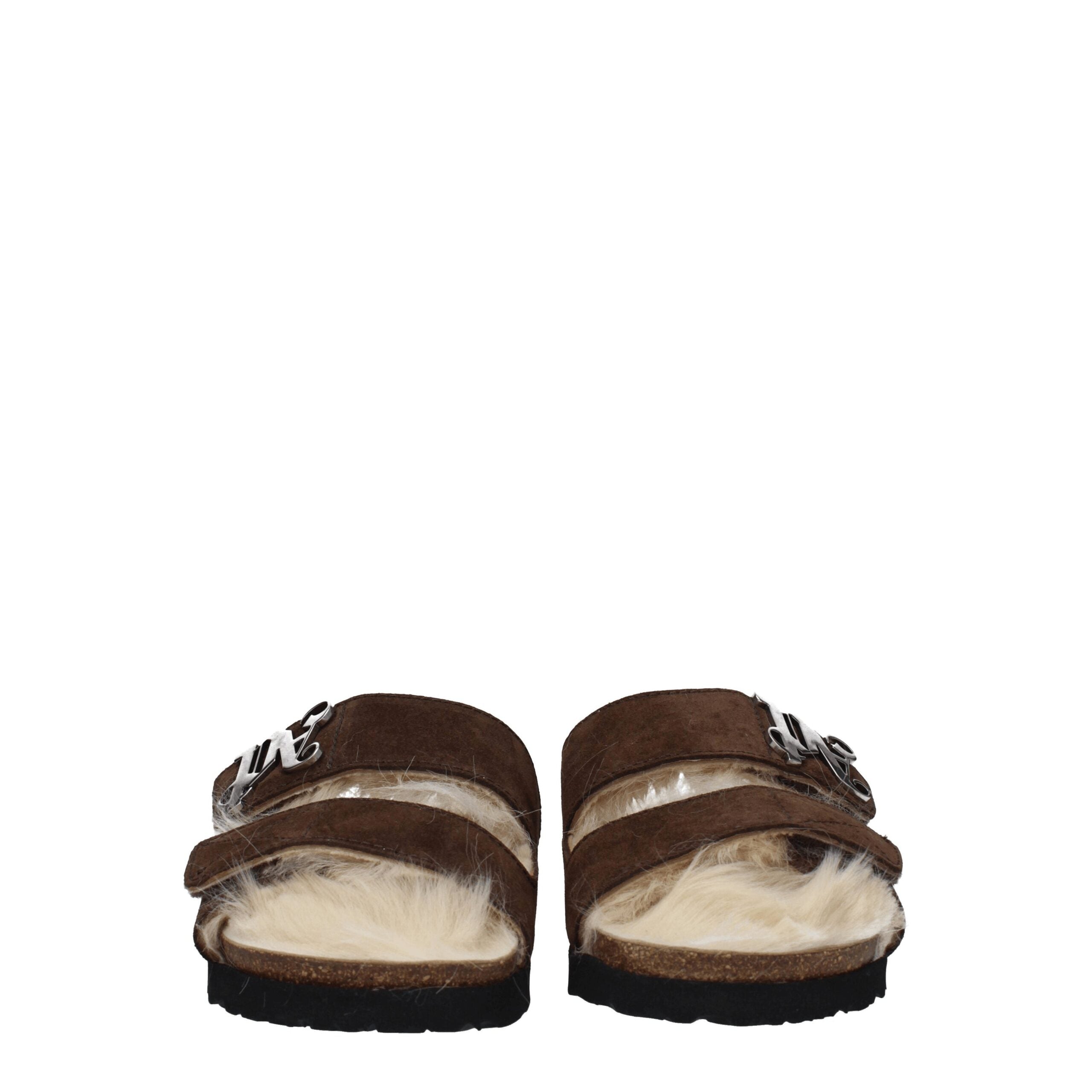 Palm Angels Braune Lederpantoffeln Sandalen