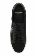 Saint Laurent Schlichte Low-Top-Sneakers aus schwarzem Canvas und Leder