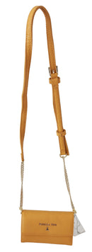 Patrizia Pepe Gelbe Logo-Leder-Schulterriemen-Slingtasche