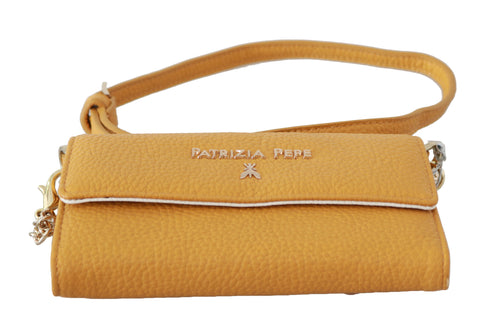 Patrizia Pepe Gelbe Logo-Leder-Schulterriemen-Slingtasche