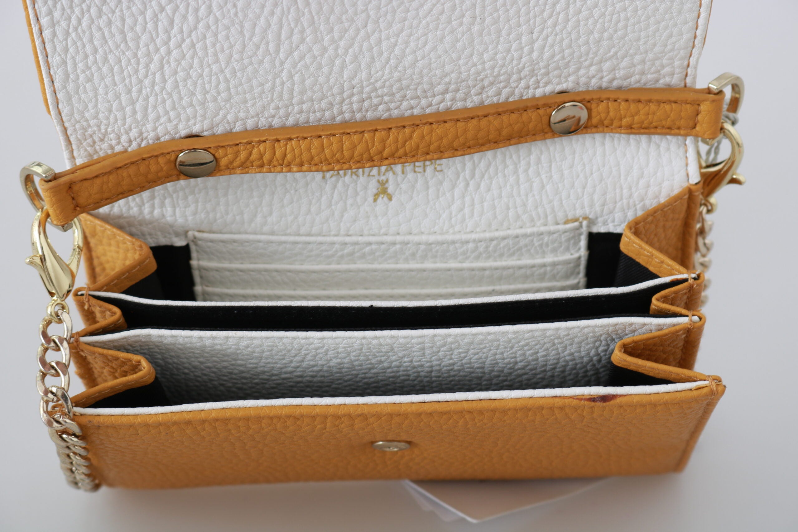 Patrizia Pepe Gelbe Logo-Leder-Schulterriemen-Slingtasche