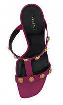 Versace Elegante hohe Sandalen aus lila Kalbsleder