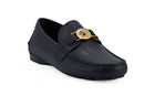 Versace Elegante marineblaue Loafers aus Kalbsleder