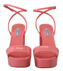 Prada Rosa Lacksandalen Knöchelriemenabsatz Sandale