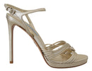 Prada Goldene Leder-Sandalen Knöchelriemen-Absätze Stiletto-Sandale