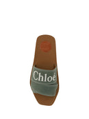 Chloé Elegante Rutschen aus waldgrüner Baumwolle
