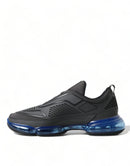 Prada Schwarz Blau Rubber Knit Slip On Low Top Sneakers Schuhe