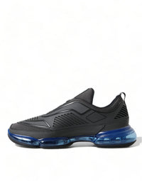 Prada Schwarz Blau Rubber Knit Slip On Low Top Sneakers Schuhe
