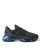 Prada Schwarz Blau Rubber Knit Slip On Low Top Sneakers Schuhe