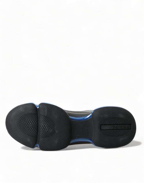 Prada Schwarz Blau Rubber Knit Slip On Low Top Sneakers Schuhe