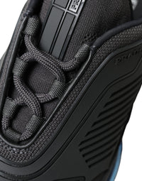 Prada Schwarz Blau Rubber Knit Slip On Low Top Sneakers Schuhe