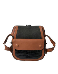 Balenciaga Schwarz Braun Exotische Haut Leder Vertikale Crossbody Geldbörse Tasche