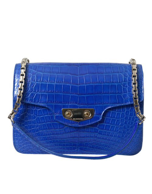 Balenciaga Blaue Exotenleder Neo Classic Kleine Umhängetasche