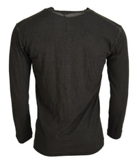 Dsquared² Grauer Baumwoll-Leinen Pullover mit langen Ärmeln