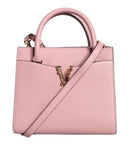 Versace Pinke Crossbody-Tasche mit kleinem Griff aus genarbtem Kalbsleder