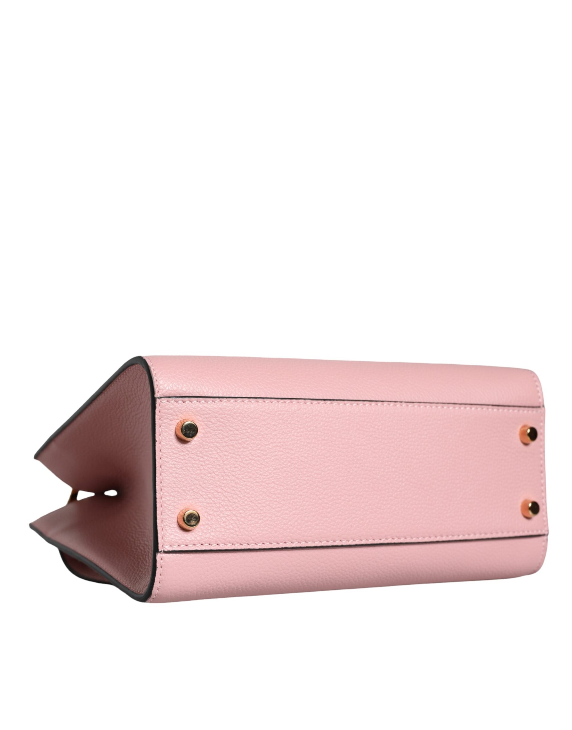 Versace Pinke Crossbody-Tasche mit kleinem Griff aus genarbtem Kalbsleder