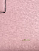 Versace Pinke Crossbody-Tasche mit kleinem Griff aus genarbtem Kalbsleder