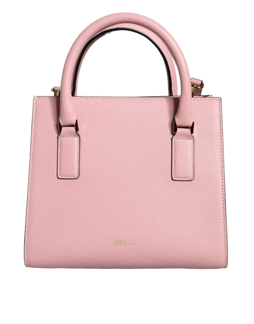 Versace Pinke Crossbody-Tasche mit kleinem Griff aus genarbtem Kalbsleder