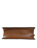 Versace Braune Jacquard-Leder-Logo-Crossbody-Tasche mit Obergriff