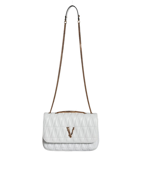 Versace Weiße Mini-Nappaleder-Crossbody-Umhängetasche