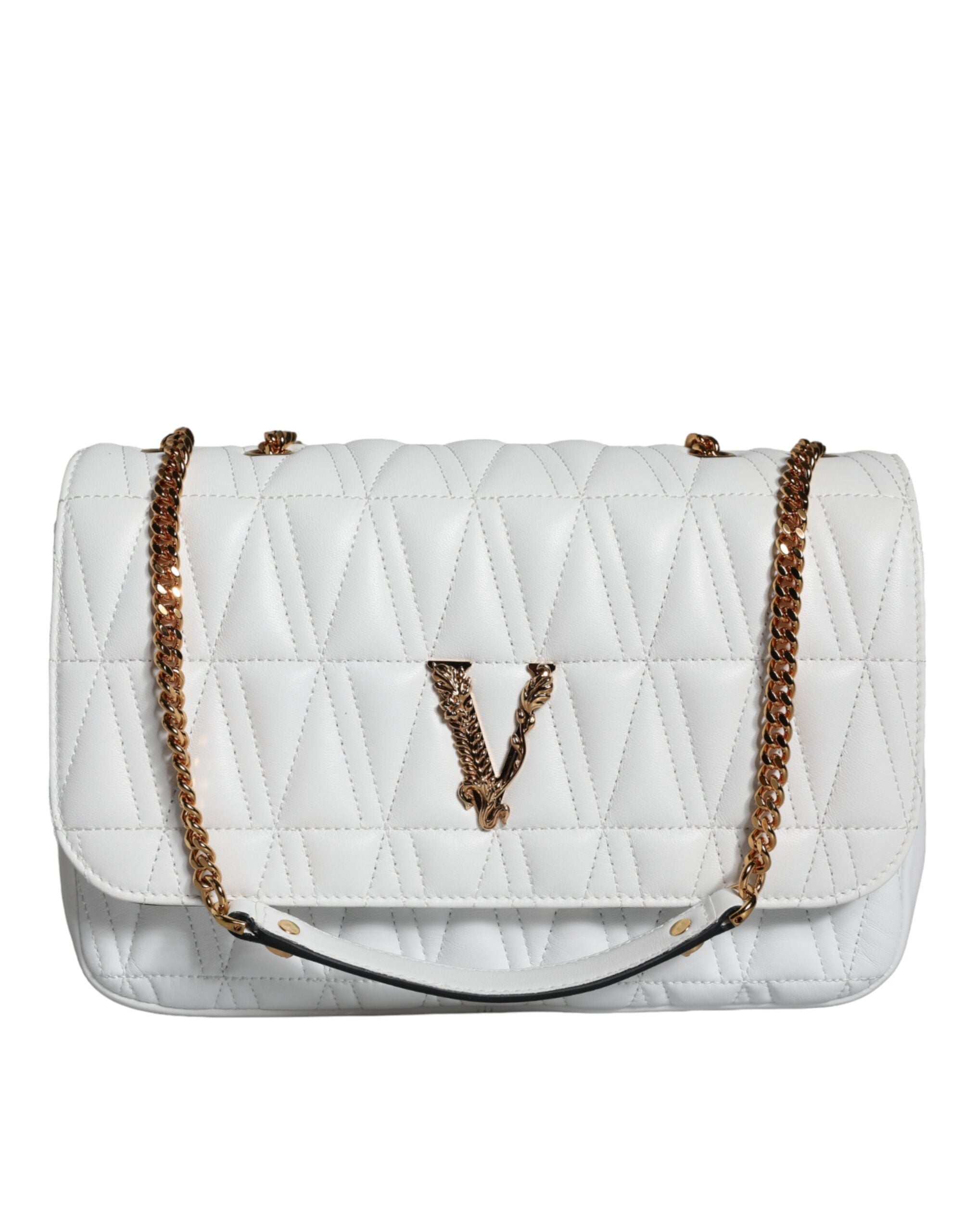 Versace Weiße Mini-Nappaleder-Crossbody-Umhängetasche
