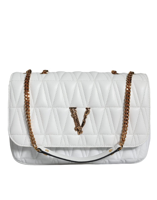 Versace Weiße Mini-Nappaleder-Crossbody-Umhängetasche