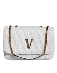 Versace Weiße Mini-Nappaleder-Crossbody-Umhängetasche