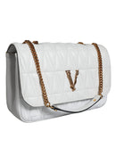 Versace Weiße Mini-Nappaleder-Crossbody-Umhängetasche