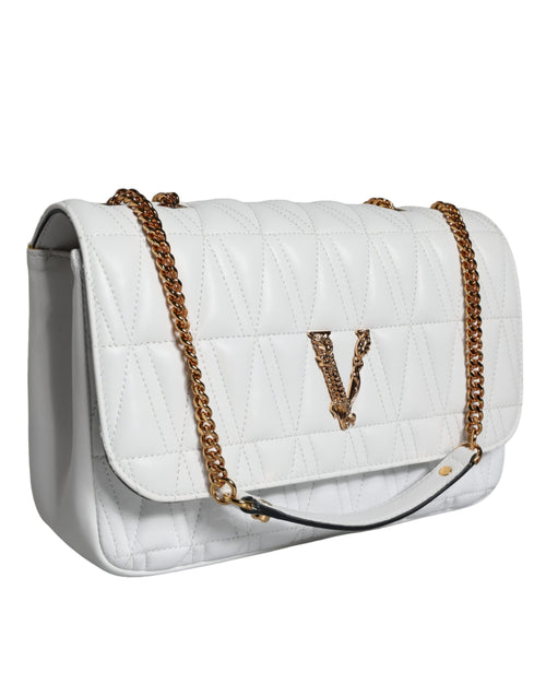 Versace Weiße Mini-Nappaleder-Crossbody-Umhängetasche