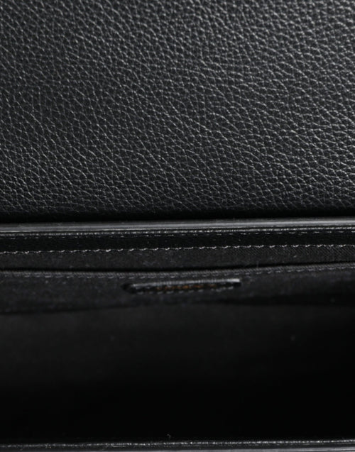 Versace Black Grainy Calf Leather Logo Crossbody Shoulder Bag