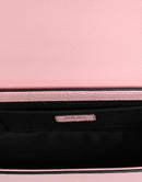 Versace Pink Grainy Calf Leather Logo Crossbody Shoulder Bag
