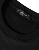 Versace Schwarzes Medusa Fleece-Baumwoll-Rundhals-Sweatshirt Pullover