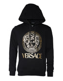 Versace Schwarzer Medusa Druck Baumwolle HoodiePullover Sweatshirt Pullover