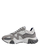 Versace Grau Leder Neopren Chunky Low Top Squalo Turnschuhe Schuhe