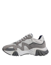 Versace Grau Leder Neopren Chunky Low Top Squalo Turnschuhe Schuhe