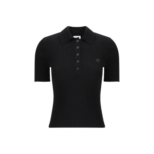 Courrèges Schwarzes Viskose-Poloshirt