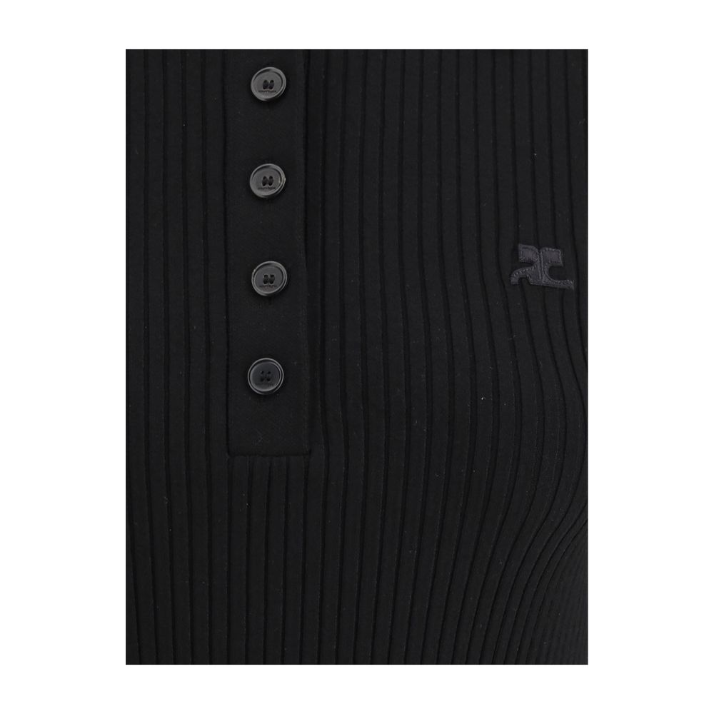 Courrèges Schwarzes Viskose-Poloshirt