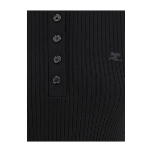 Courrèges Schwarzes Viskose-Poloshirt