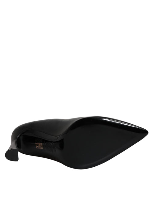 Versace Schwarz Leder Logo Plaque High Heels Pumps Schuhe