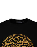 Versace Schwarzer Pullover mit Medusa-Stickerei und Rundhalsausschnitt