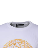 Versace Weißer Pullover mit Medusa-Stickerei und Rundhalsausschnitt