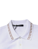 Versace white polo shirt with viscose collar for men with short sleeves
