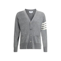 Thom Browne Graue Wollfleece-Strickjacke