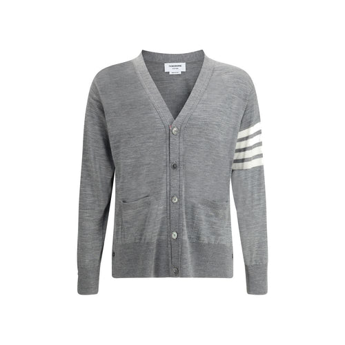 Thom Browne Graue Wollfleece-Strickjacke