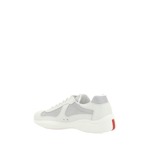Prada White Calfskin Bos Taurus Low-Top Sneakers
