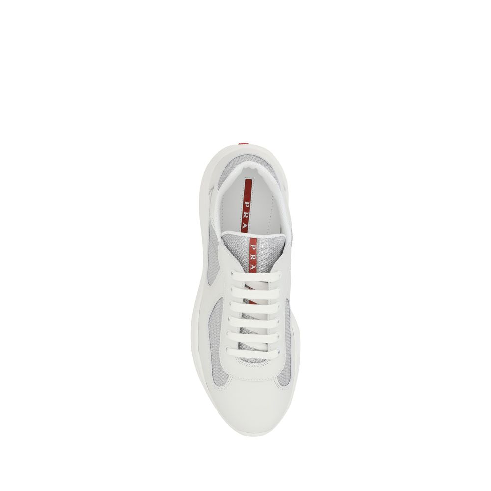 Prada White Calfskin Bos Taurus Low-Top Sneakers